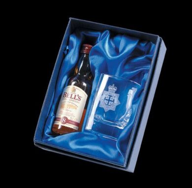 Square Shot Glass with Miniature Bells Whisky